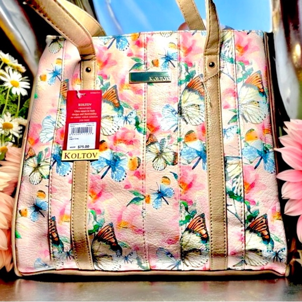 KOLTOV COLLECTIONS BUTTERFLY NIGHT COOK PVC CINDY TOTE MSRP: $75.00